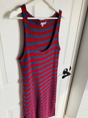 Anthropologie Red + Blue Striped Dress